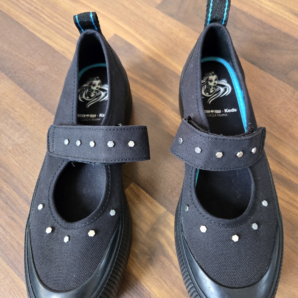 Keds Black Canvas Platform Mary Jane with Silver Studs